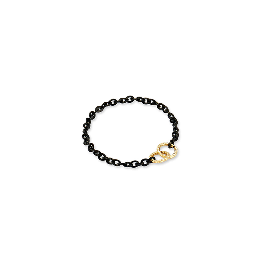 Yellow Linked Black Gold Chain Ring