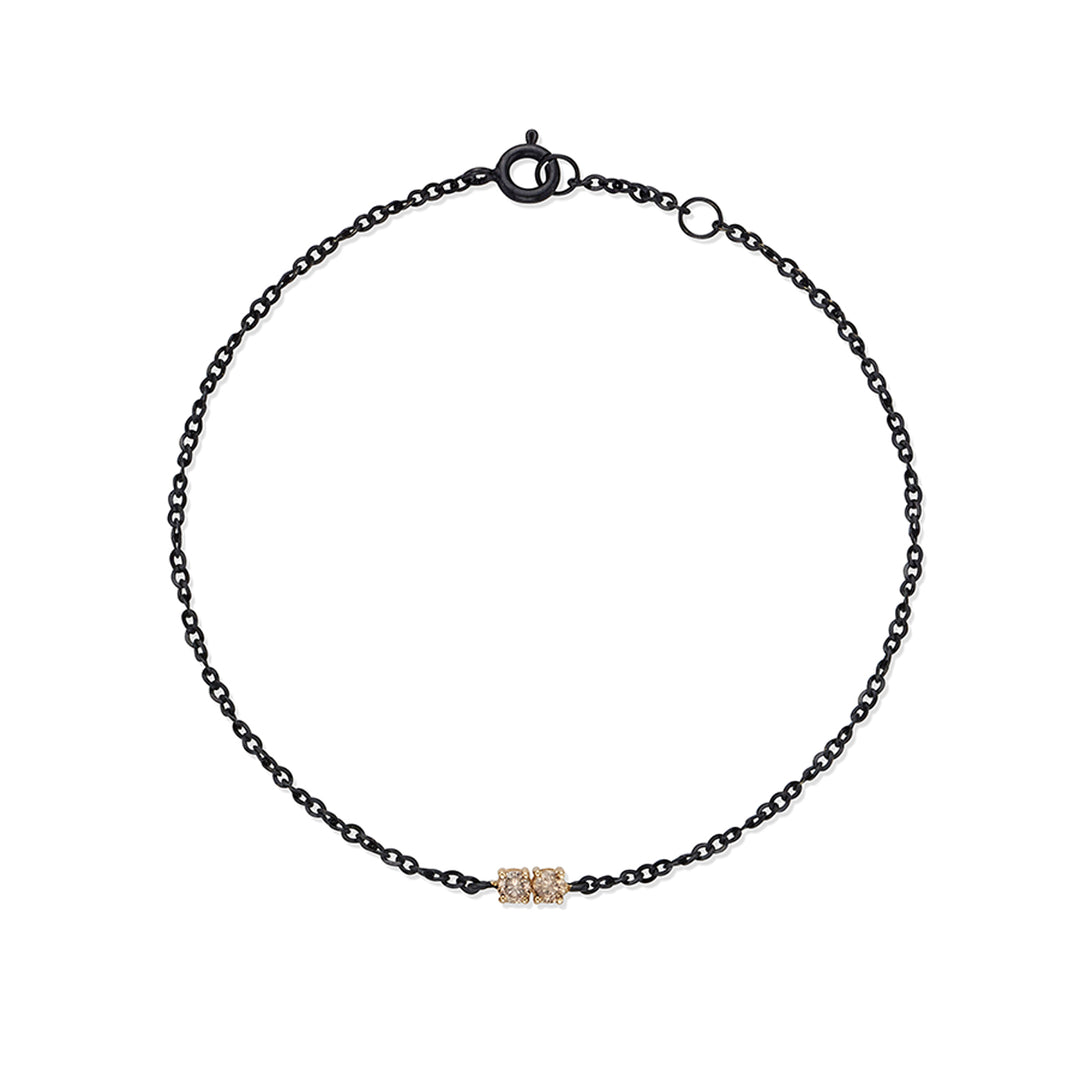 Double Cognac Black Diamond Gold Bracelet