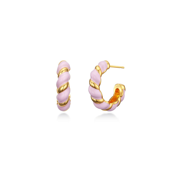 Pop Pink Twist Yellow Earrings