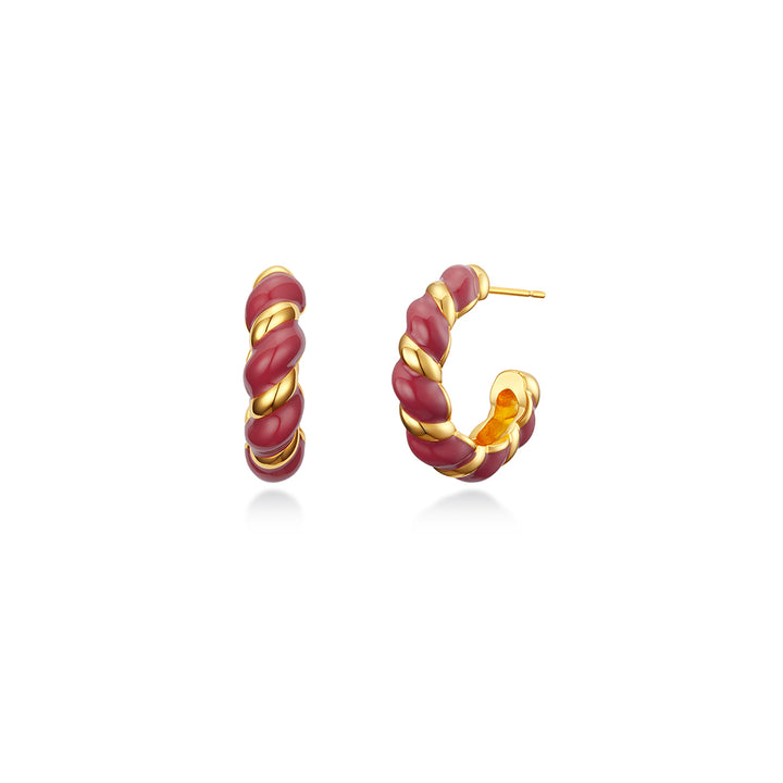 Pop Red Twist Yellow Earrings