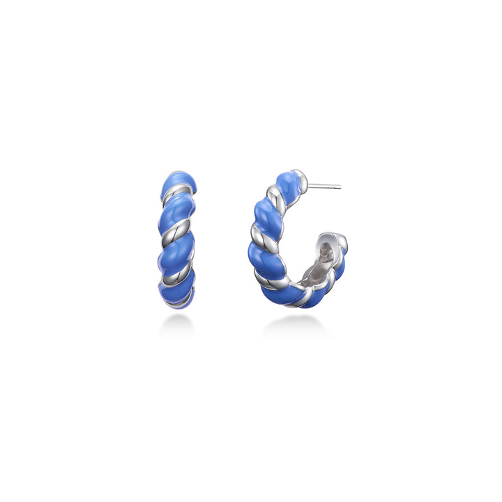 Pop Blue Twist White Earrings