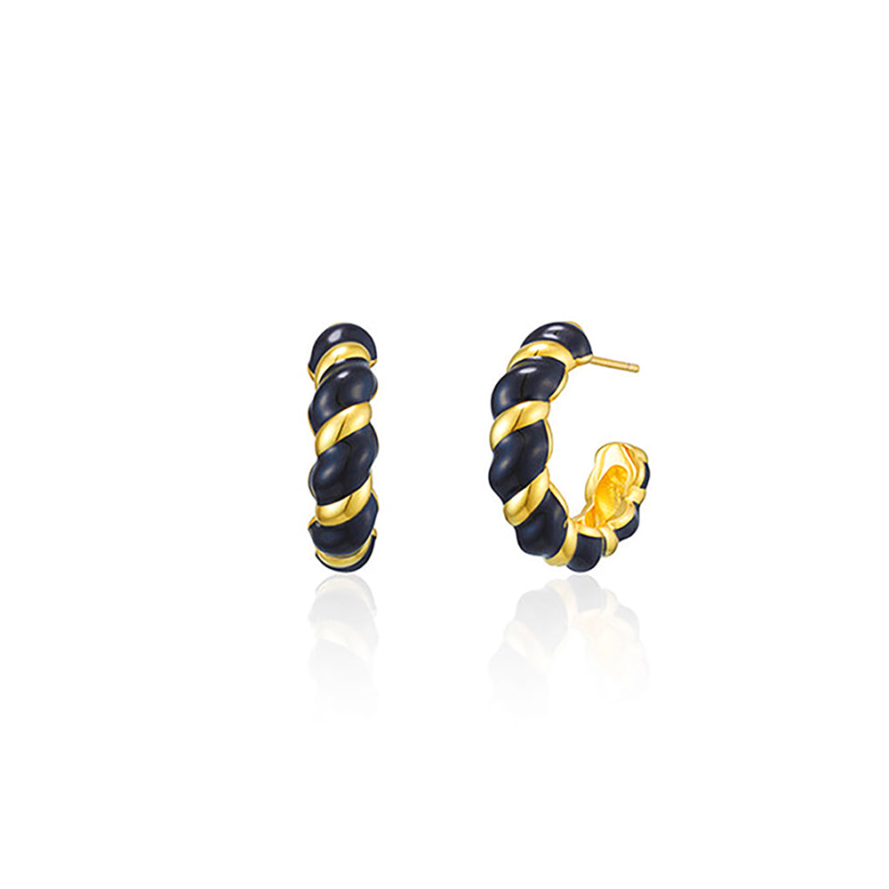 Pop Black Twist Yellow Earrings