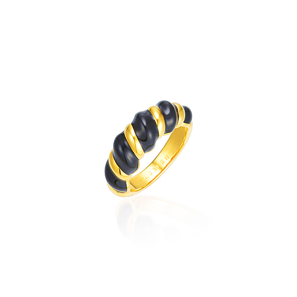 Pop Black Twist Yellow Ring