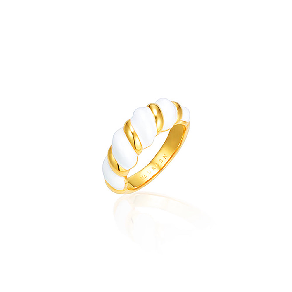 Pop White Twist Yellow Ring