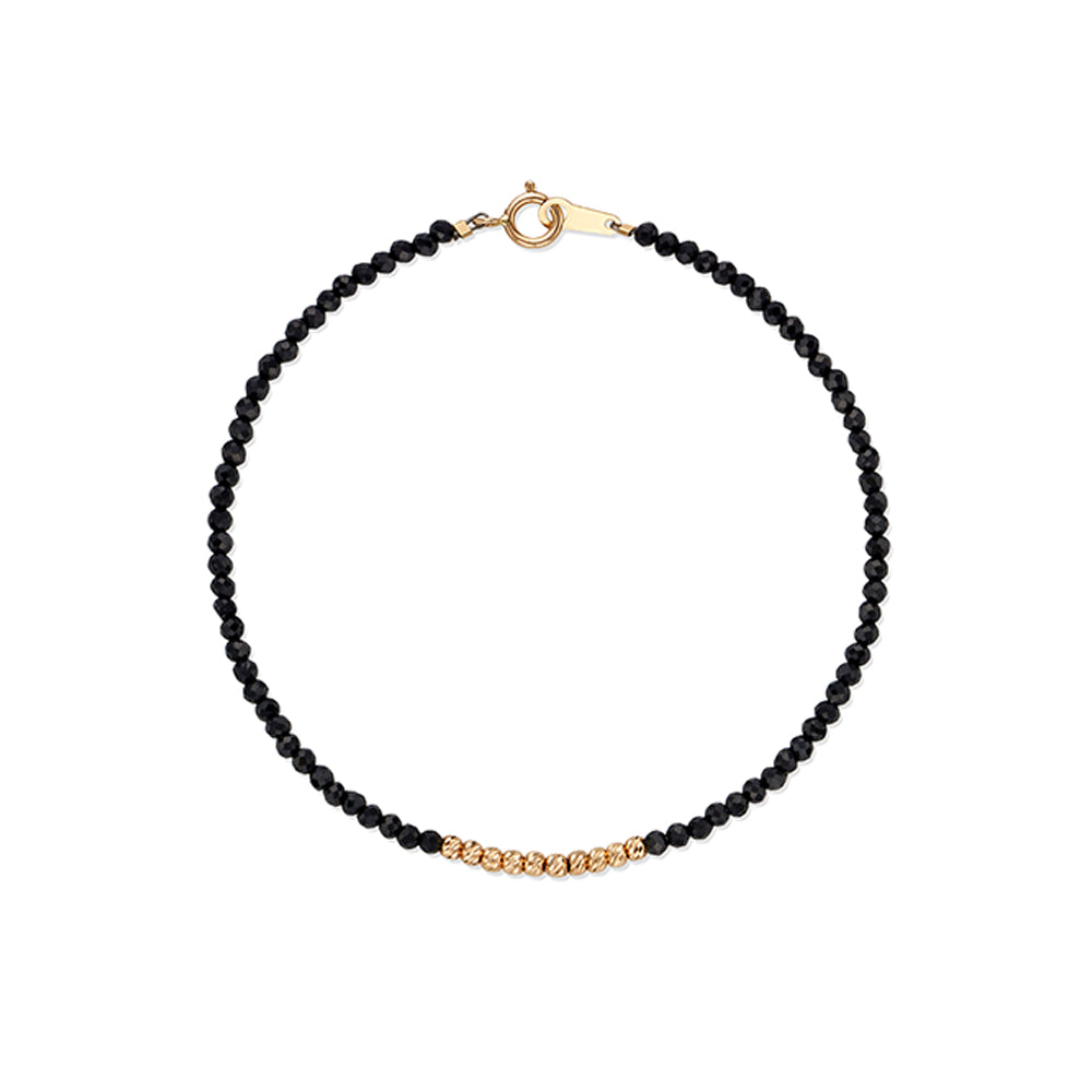 Black Spinel Line Ball Bracelet