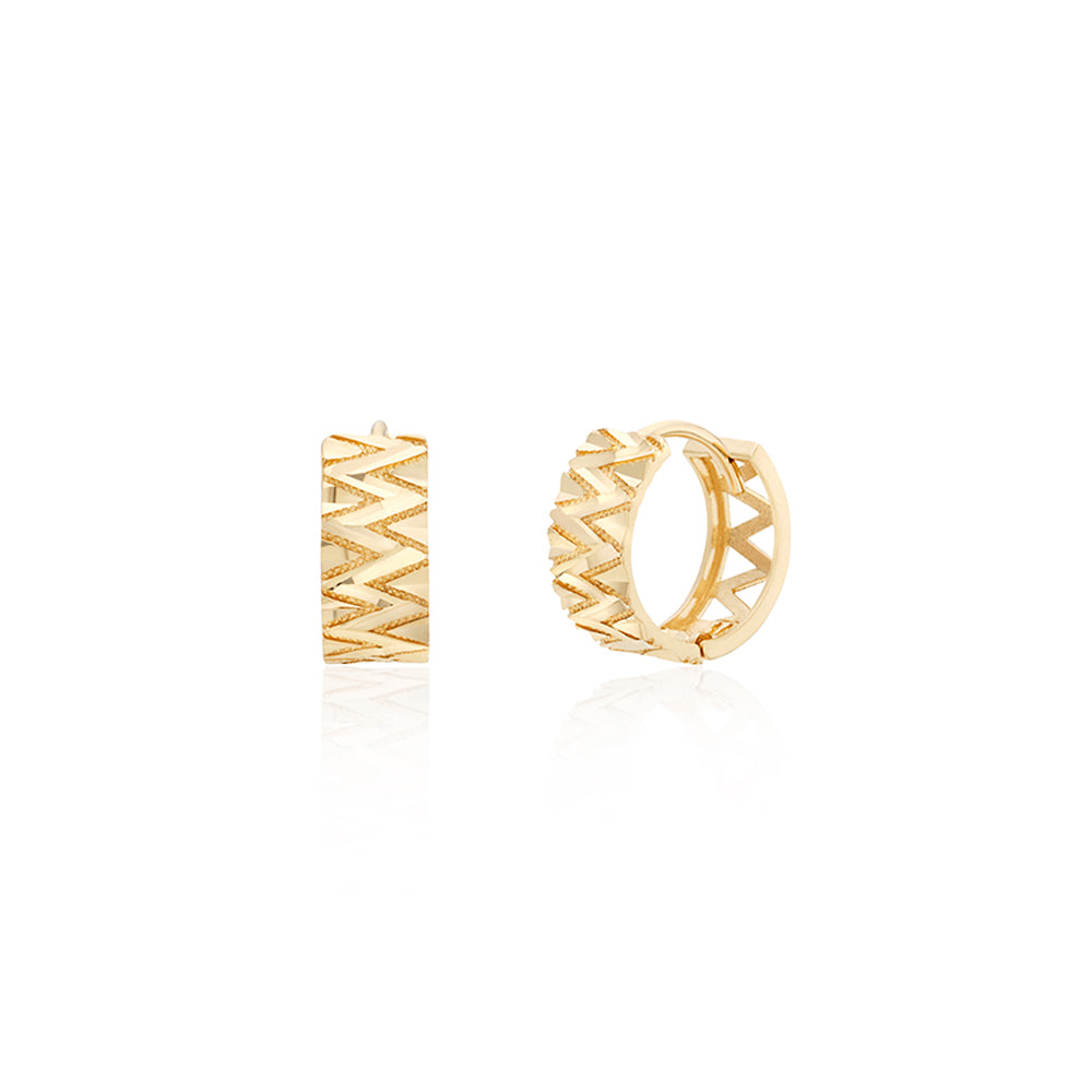 Zig Zag Cutting Gold Hoops