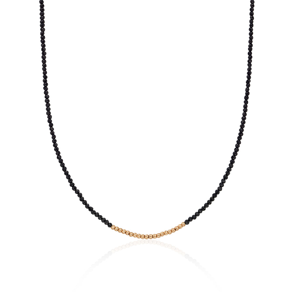 Black Spinel Line Ball Necklace