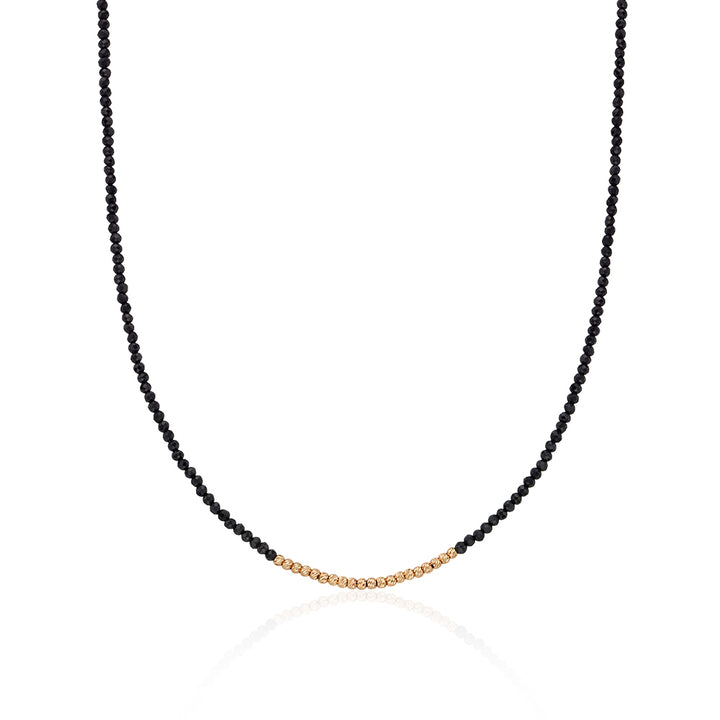 Black Spinel Line Ball Necklace