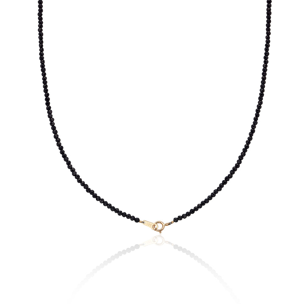 Black Spinel Line Ball Necklace