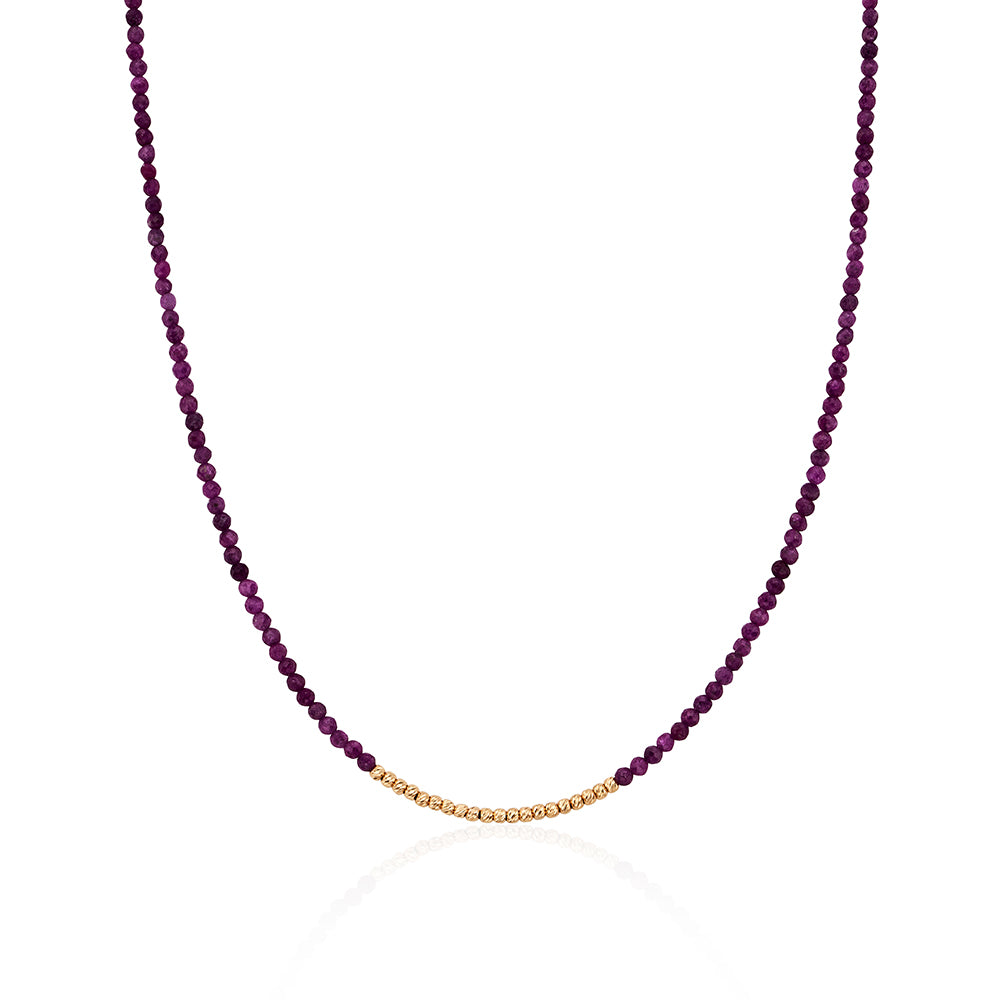 Natural Ruby Line Ball Necklace