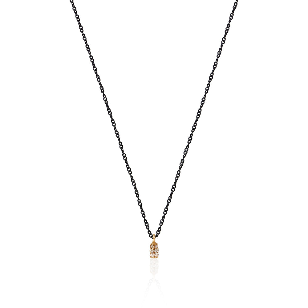 Two Line Diamond Point Black Gold Necklace