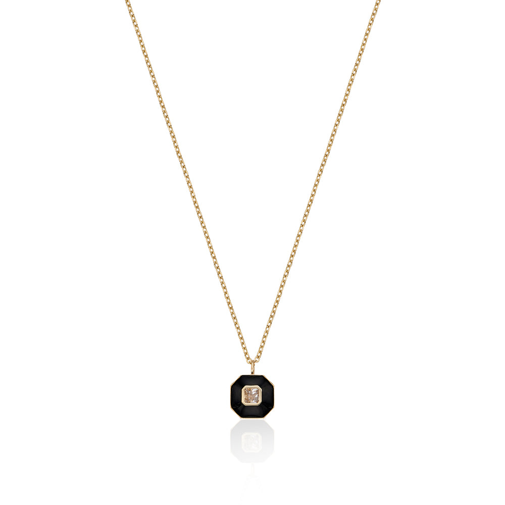 Onyx Octagon Point Necklace