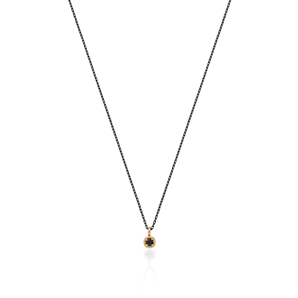 Circle Black Diamond Black Gold Chain Necklace