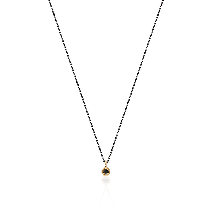 Circle Black Diamond Black Gold Chain Necklace