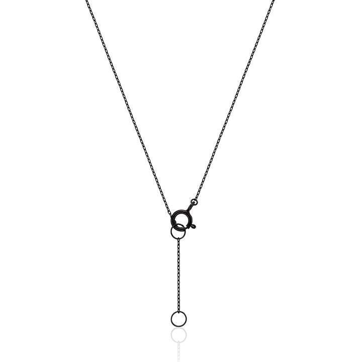 Circle Black Diamond Black Gold Chain Necklace