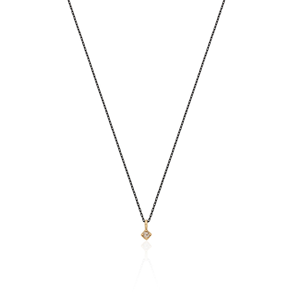 Rhombus White Diamond Black Gold Chain Necklace