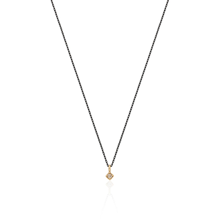 Rhombus White Diamond Black Gold Chain Necklace