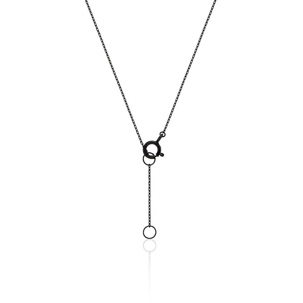 Rhombus White Diamond Black Gold Chain Necklace