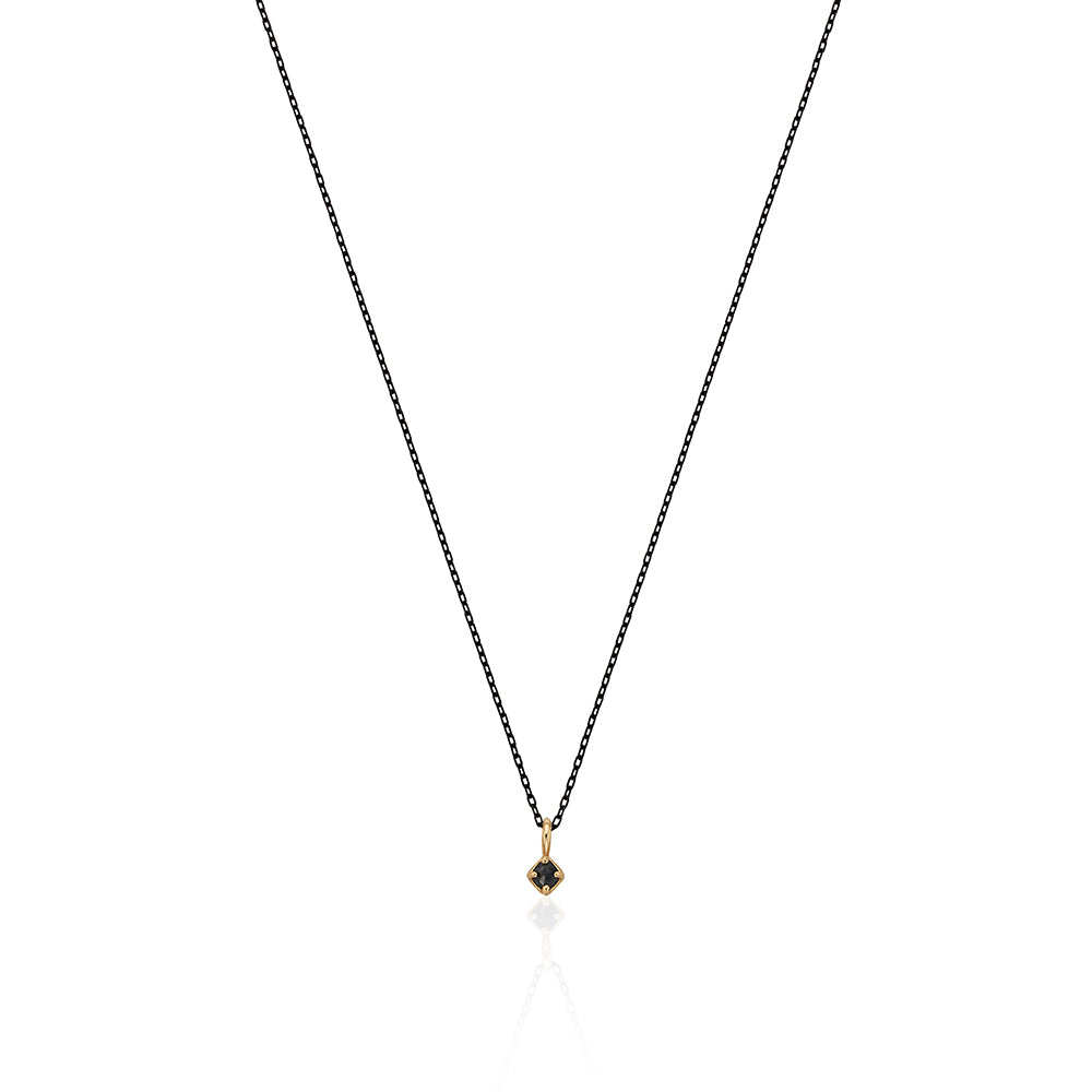 Rhombus Black Diamond Black Gold Chain Necklace