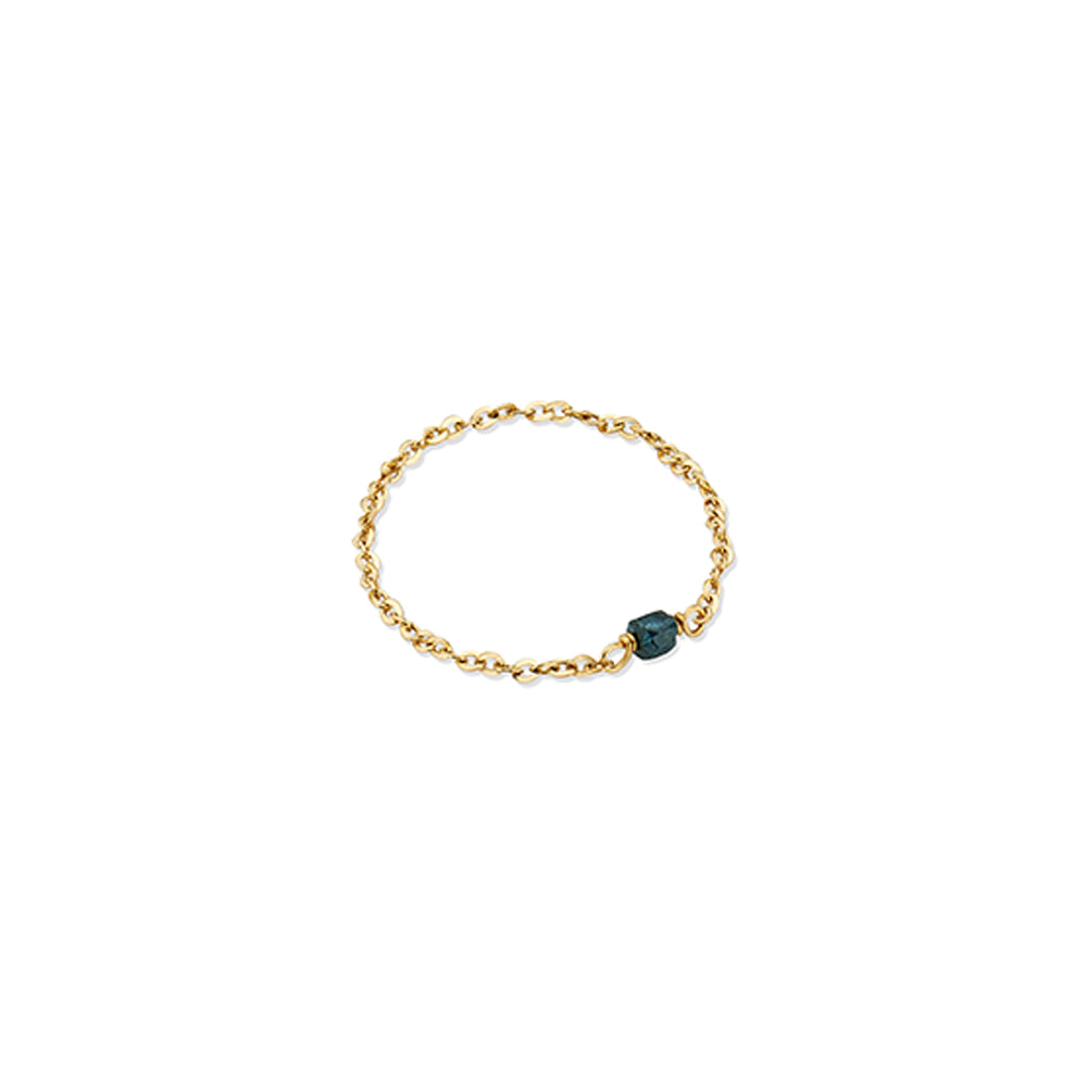 Delicated Blue Diamond Gold Chain Ring