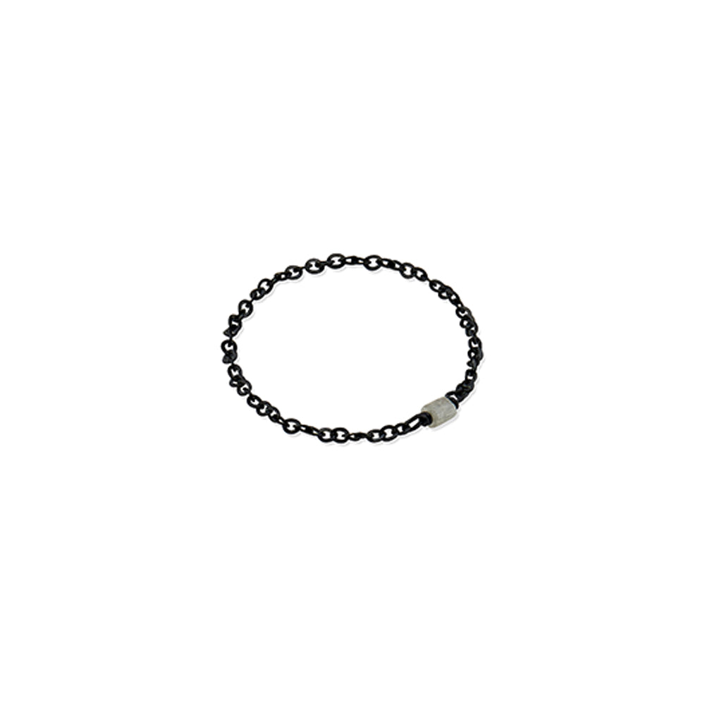 Delicated Grey Diamond Black Gold Chain Ring