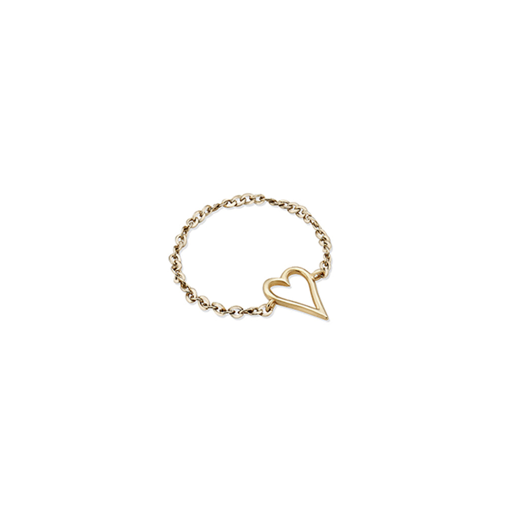 Line Heart Gold Chain Ring