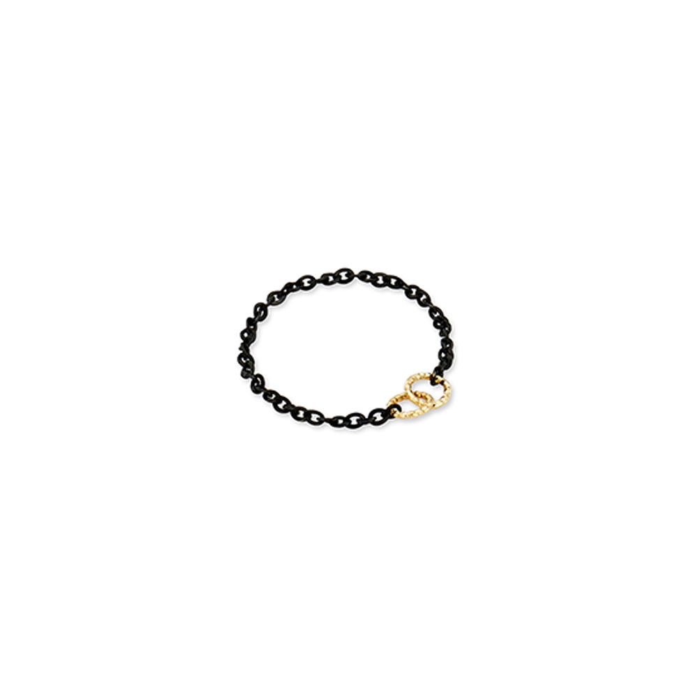 Yellow Linked Black Gold Chain Ring