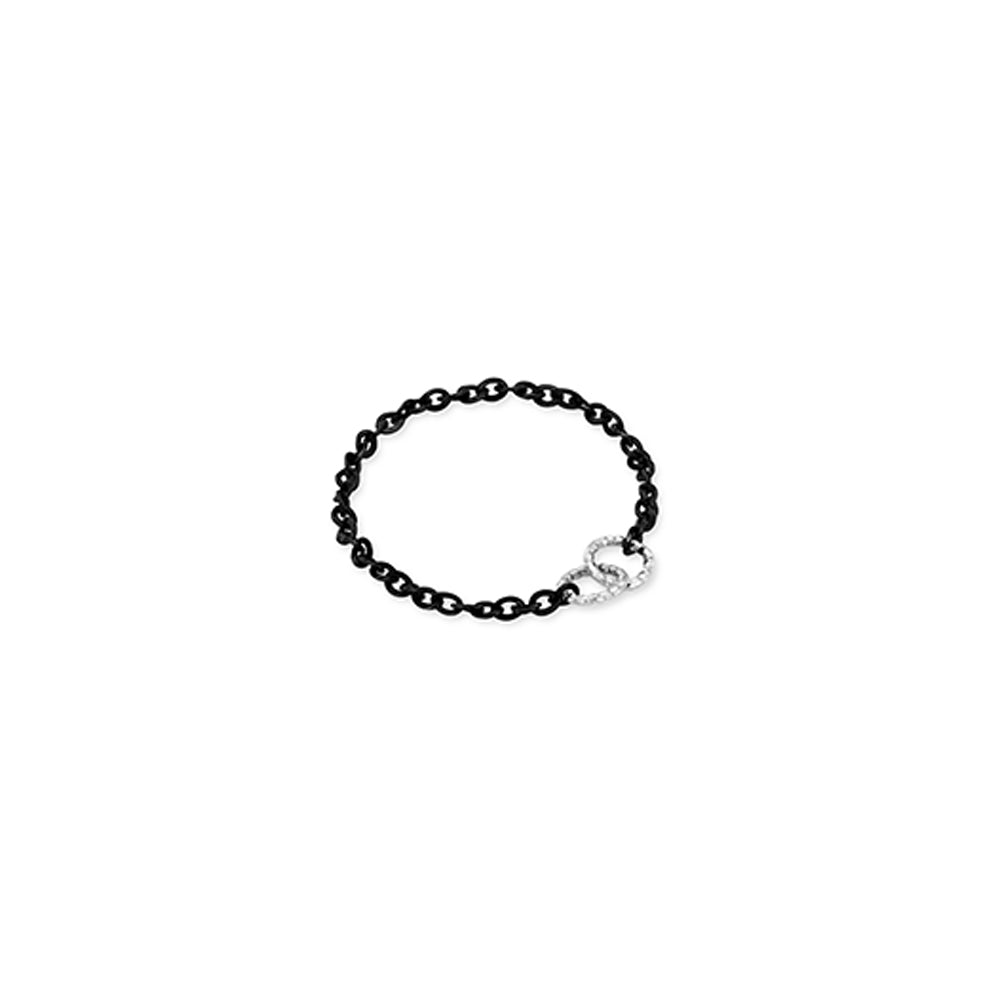 White Linked Black Gold Chain Ring