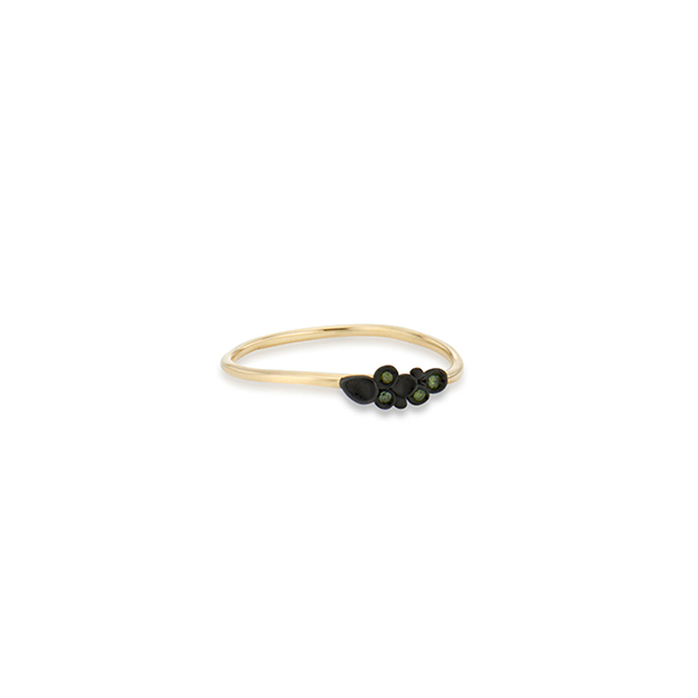 Green Diamond Leaf Gold Ring