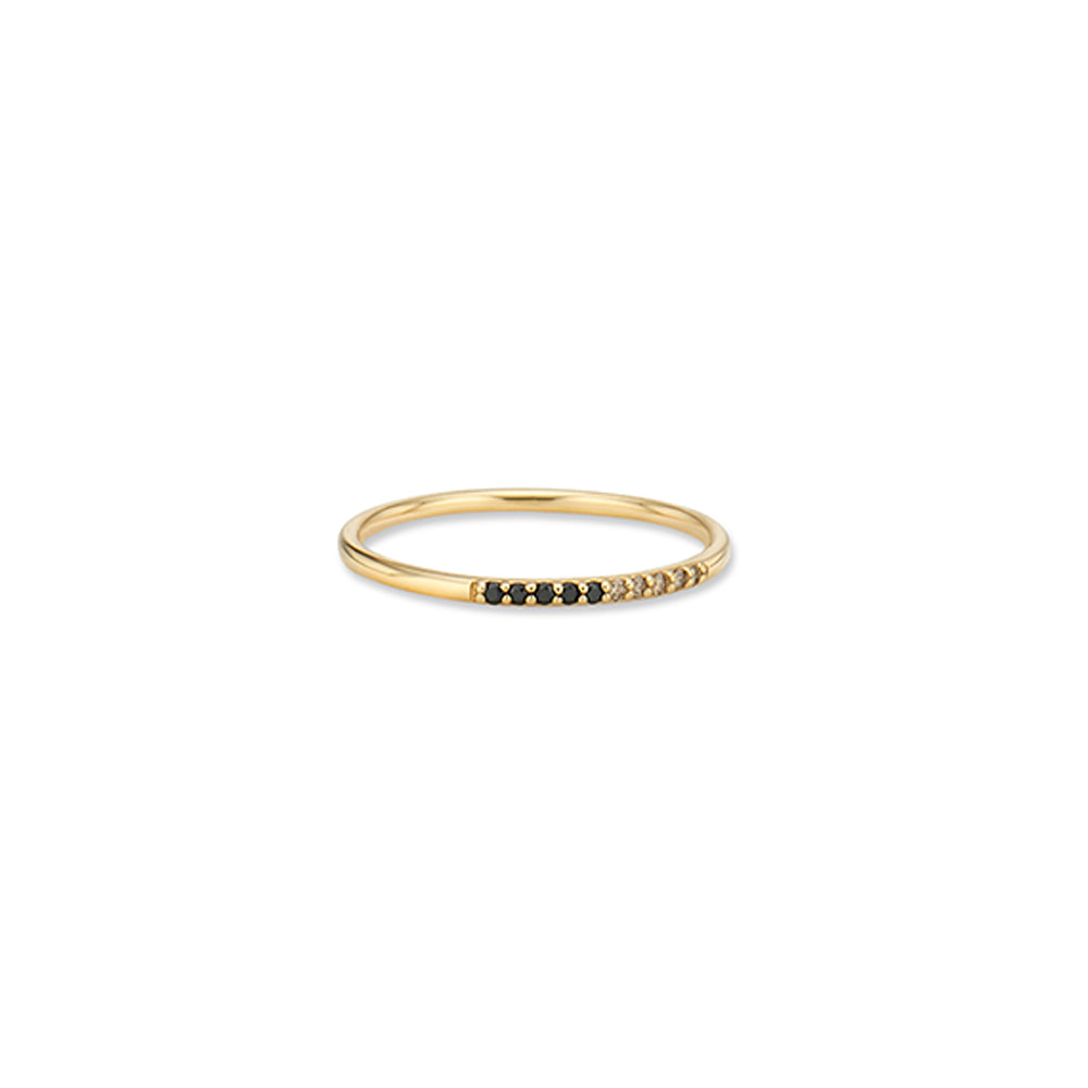 Black and Whtie Diamond Gold Ring