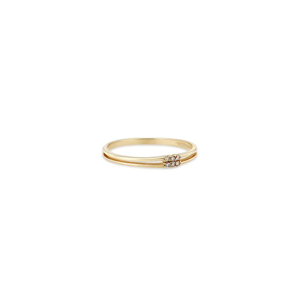 Two Lines Diamond Gold Ring