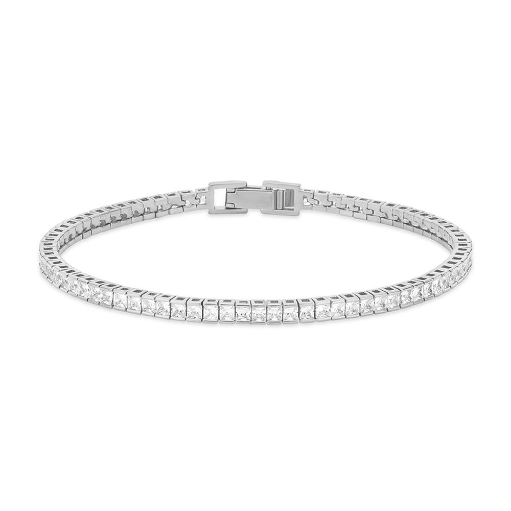 Bold White Square Tennis Bracelet