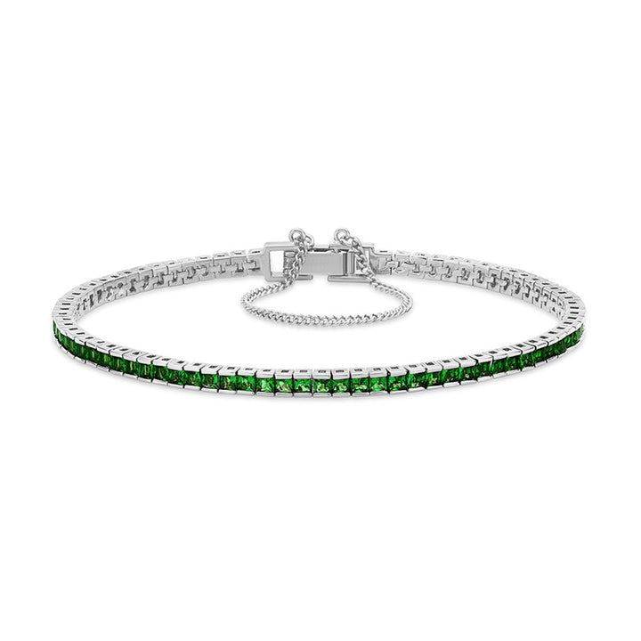 Green Square Tennis Bracelet