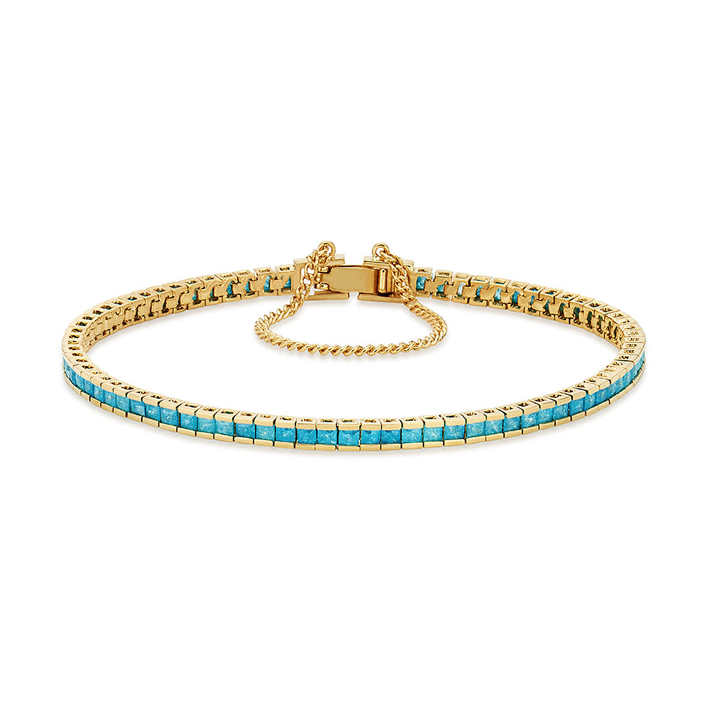 Sky Blue Square Tennis Bracelet