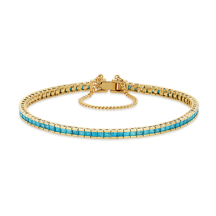 Sky Blue Square Tennis Bracelet