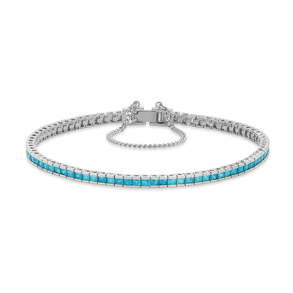 Sky Blue Square Tennis Bracelet