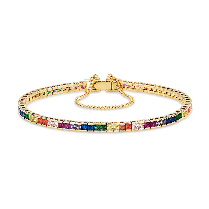 Rainbow Square Tennis Bracelet