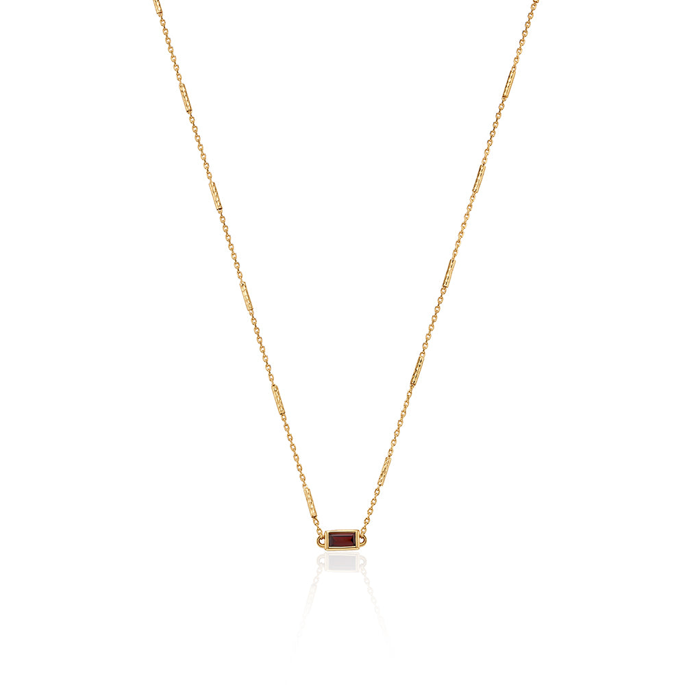 Square Bar Garnet Necklace