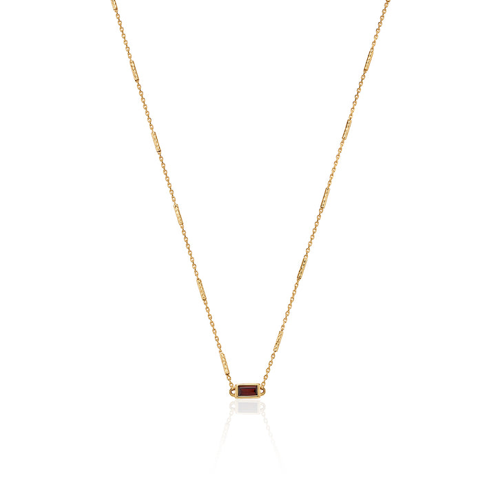 Square Bar Garnet Necklace