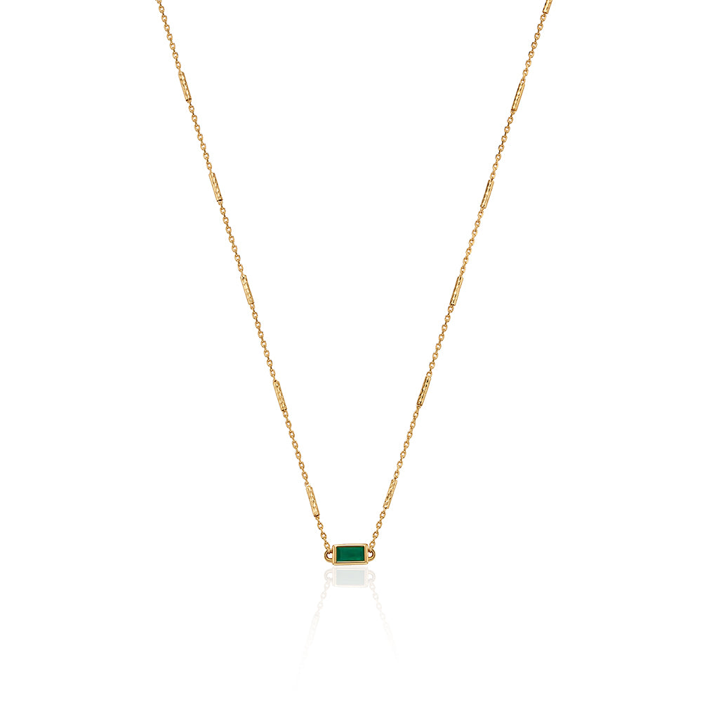 Square Bar Green Onyx Necklace