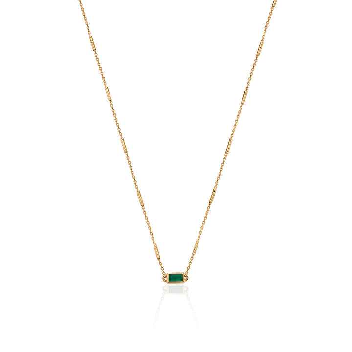 Square Bar Green Onyx Necklace