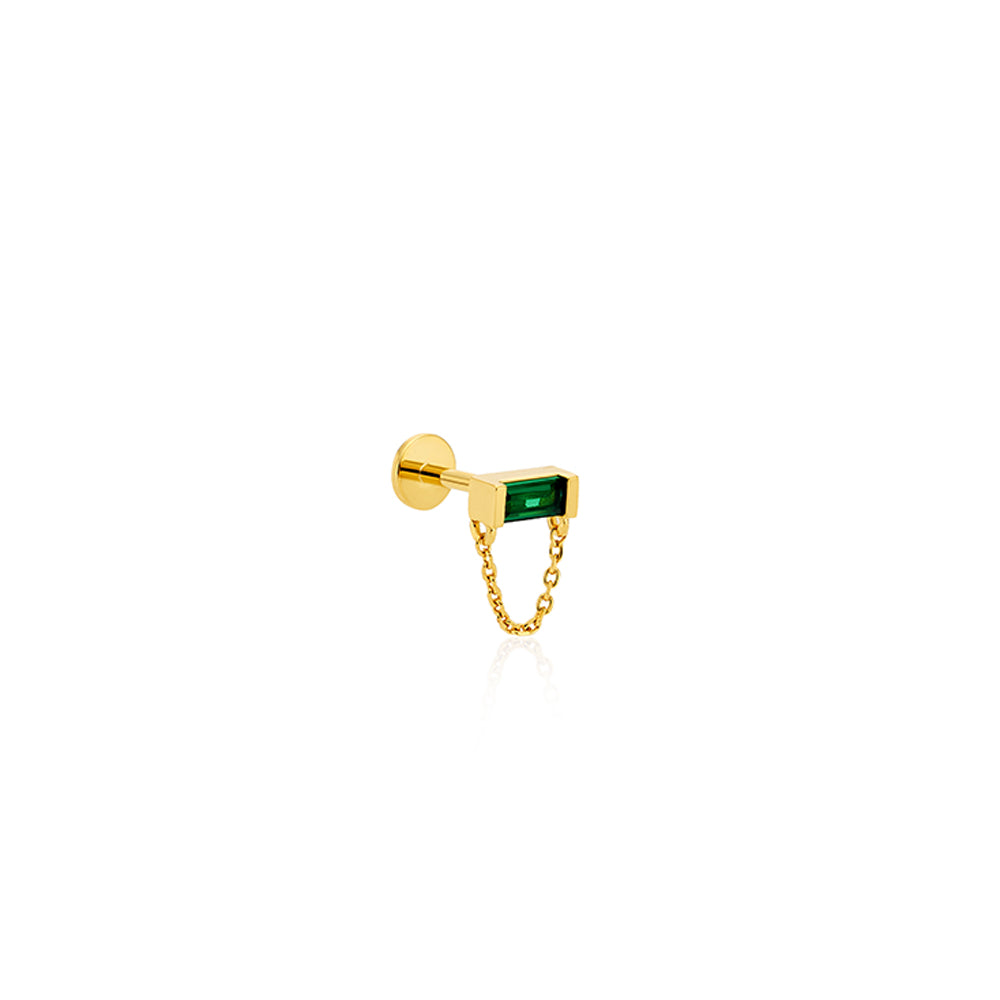 Green Square Chain Bar Piercing