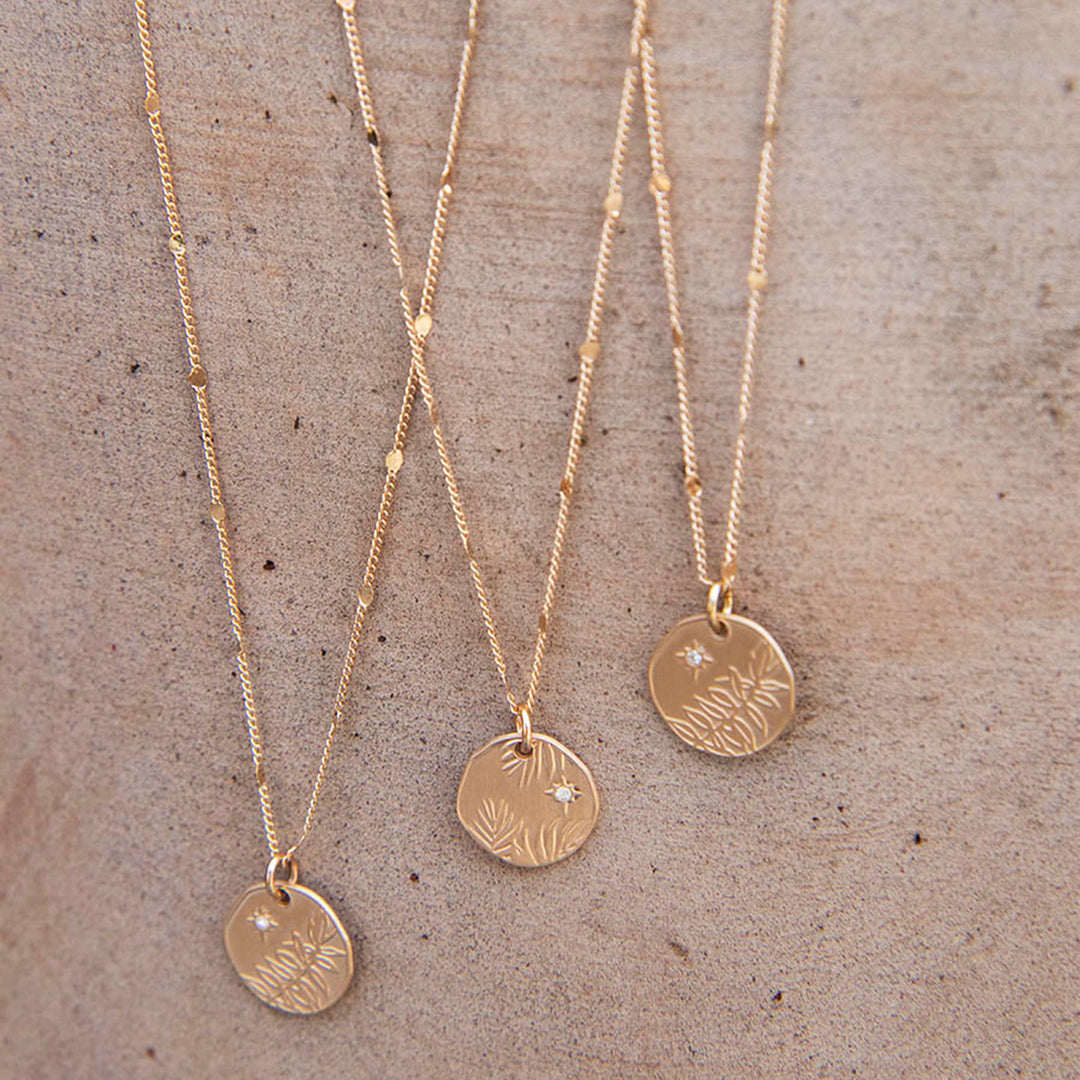 Palm Leaf Mini Medal Necklace