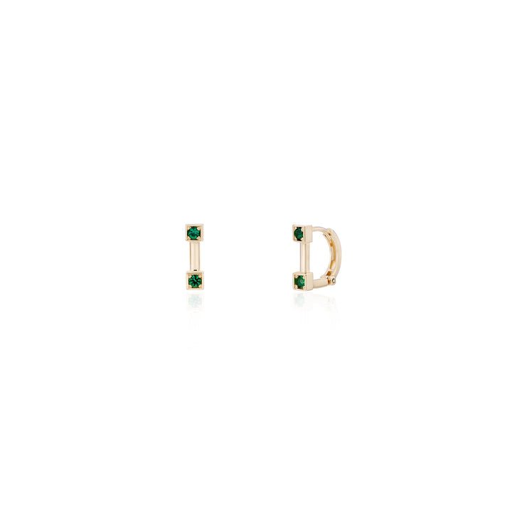 Twin Emerald Hoops