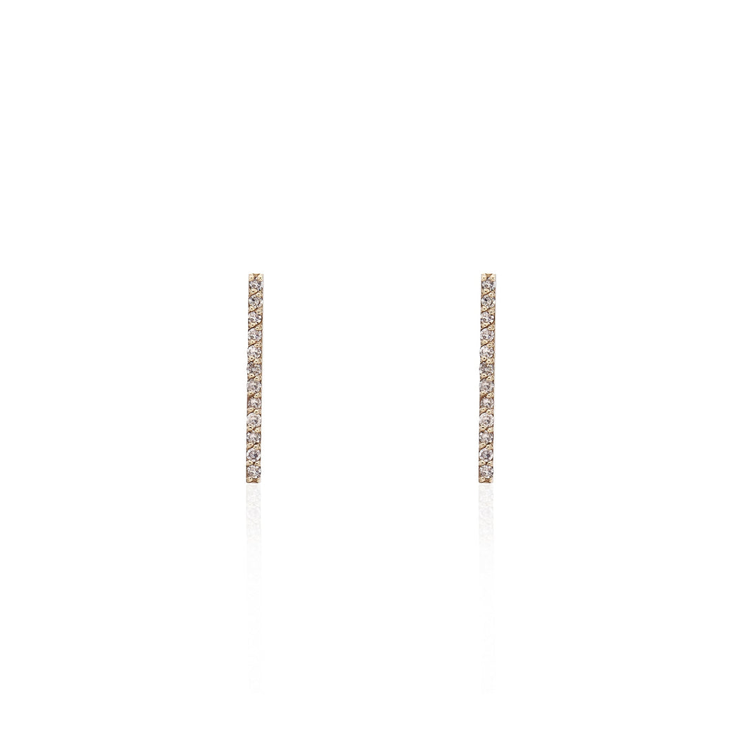 Pavé Diamonds Long Bar Studs