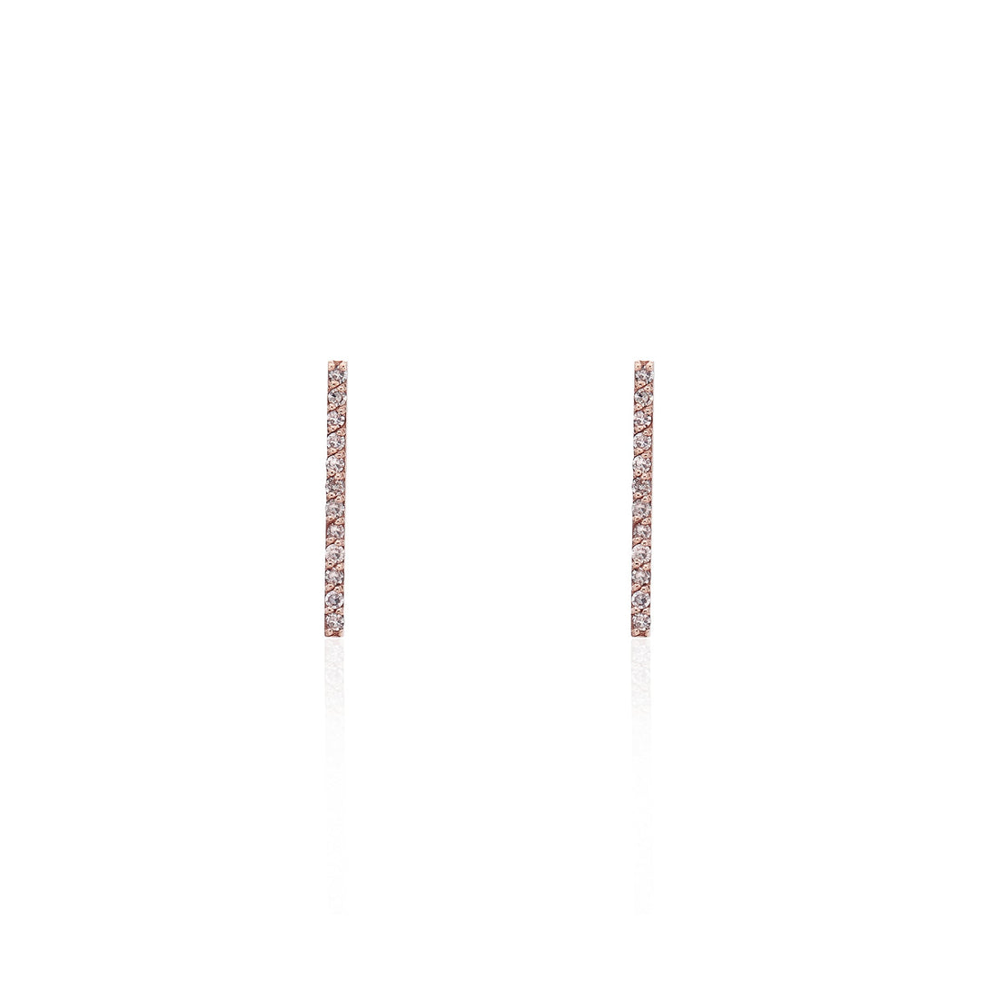 Pavé Diamonds Long Bar Studs