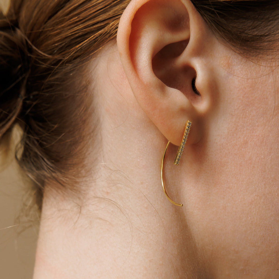 Dainty Glitz Bar Threader Earrings