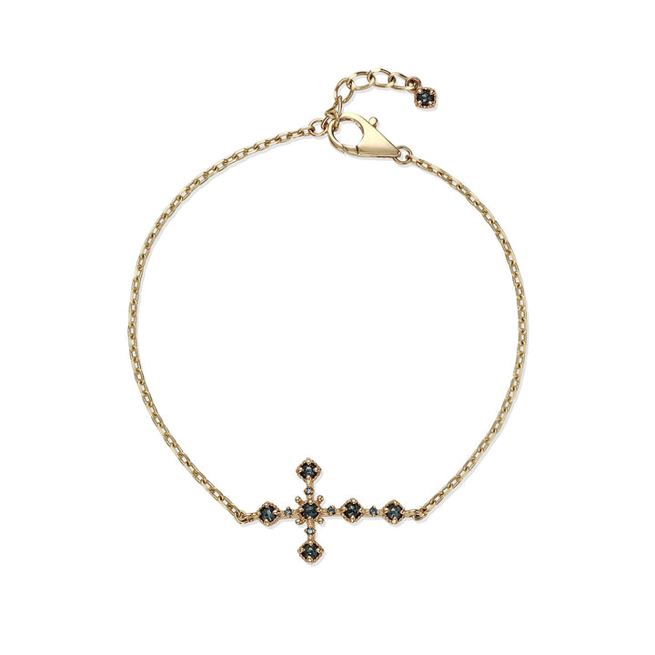 Blue Rough Diamond Cross Bracelet