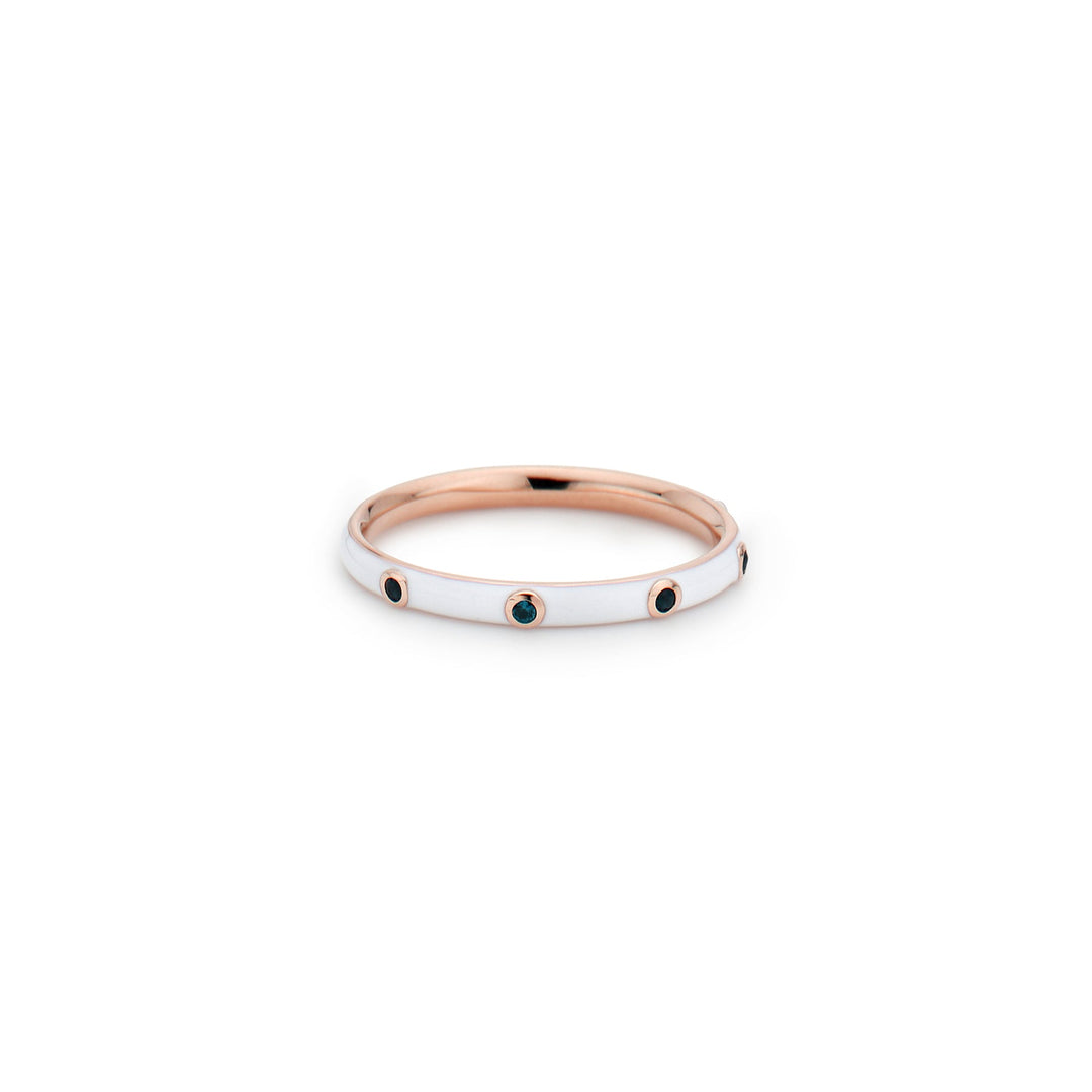 Diamond White Enamel Stack Ring