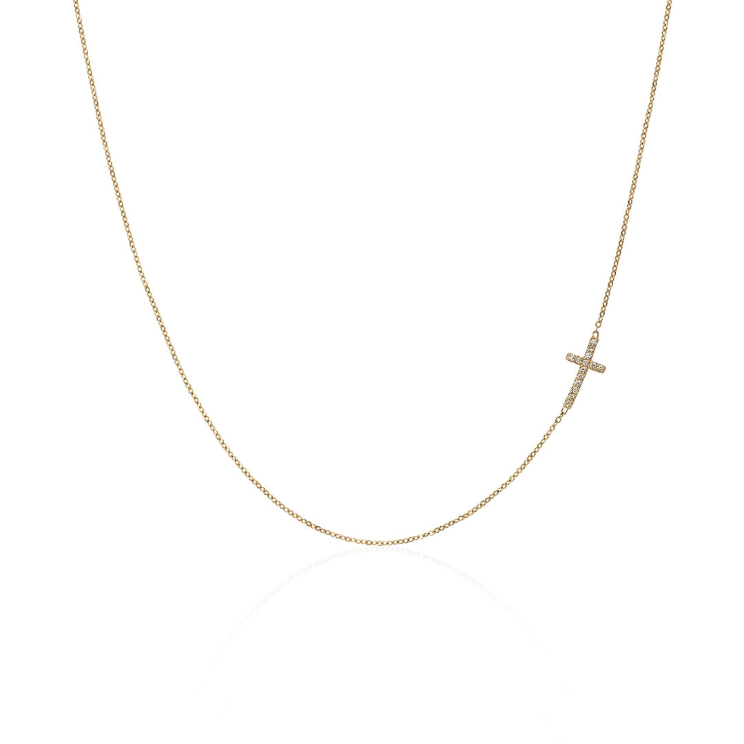 Sideways Cross Diamond Necklace